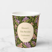Boho Green Floral Custom 50th Birthday Papieren Bekers (Voorkant)