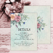 Boho Green Floral Détails du Mariage Carte de boît