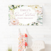 Boho Green Floral Frame Sweet sixteen bannière (En situation)