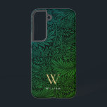 Boho Green Floral Gold Monogram Name<br><div class="desc">Boho Green Floral Gold Monogram Name Phone Case. Monogram is an elegant gold serif font and your name is a white sans serif font.</div>