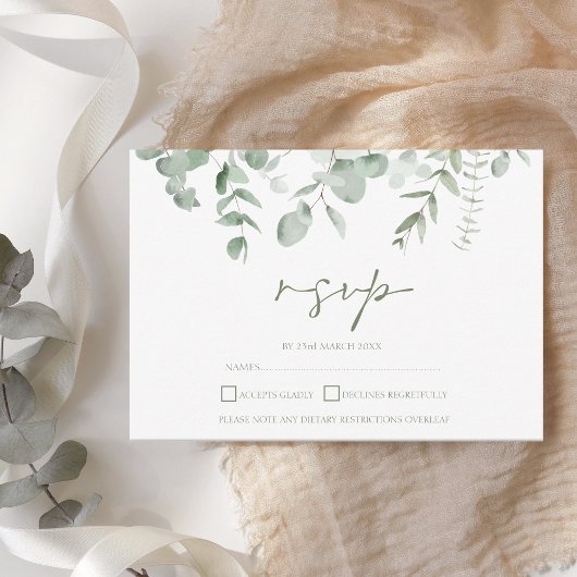 Boho Green Foliage Eucalyptus Mariage RSVP