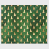 Boho Green Gold Trees kerst Cadeaupapier (Vlak)