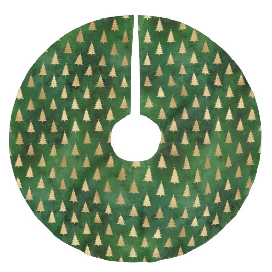 Boho Green Gold Trees kerst Kerstboom Rok (Voorkant)