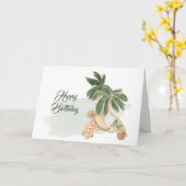 Boho Green Hammock Palmbomen Bloemen Verjaardag Kaart (Gele Bloem)
