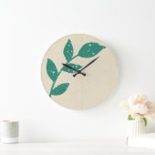 Boho Green Leaf sur Crème Floral Wall Horloge (Maison)