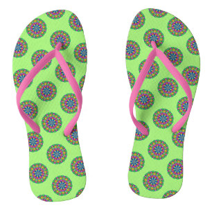 Boho Green Mandala Pattern Paar of Teenslippers