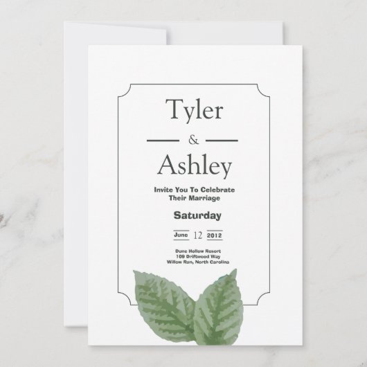 Boho Green Mint Elegant Wedding Invitation (Dos)