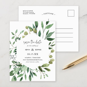 Boho Green Modern Save the Date Aankondiging Po