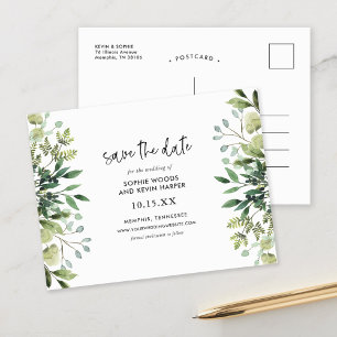 Boho Green Modern Save the Date Aankondigingskaart