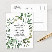 Boho Green Modern Save the Date Aankondigingskaart