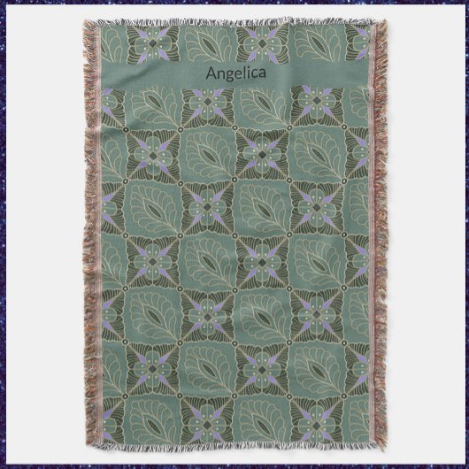 Boho Green Moroccan Tiles Design Deken