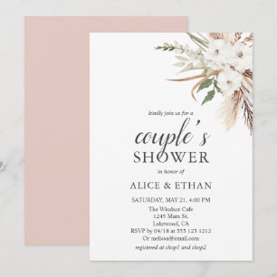 Boho Green Pampa Grass Couple Shower Invitation
