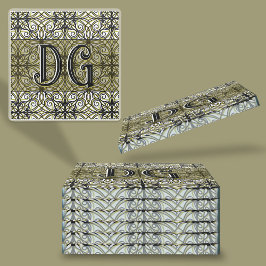 Boho Green Patterned Glazen Onderzetter