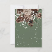 Boho Green Pine Winter Sparkle Drie Diner RSVP Kaartje (Achterkant)