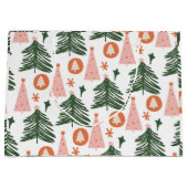 Boho Green Pink Oranje kerstbomen Groot Cadeauzakje (Voorkant)
