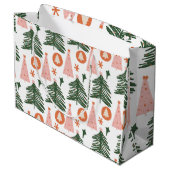 Boho Green Pink Oranje kerstbomen Groot Cadeauzakje (Achterkant Gekanteld)