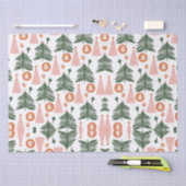 Boho Green Pink Oranje Rustic kerstbomen Tissuepapier (Craft)