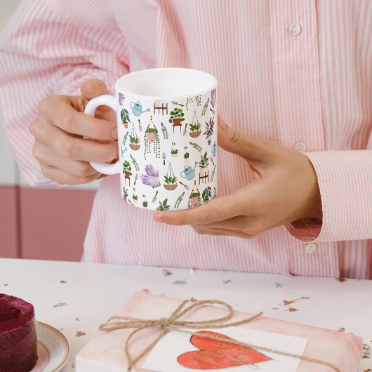 Boho Green Poted Plante Motif de café Mug