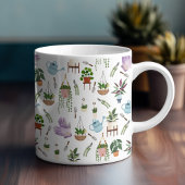 Boho Green Potted Plant Pattern Coffee Mok