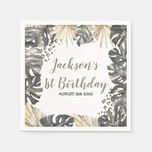 Boho Green Sage Wild Een Verjaardags Papier Servet