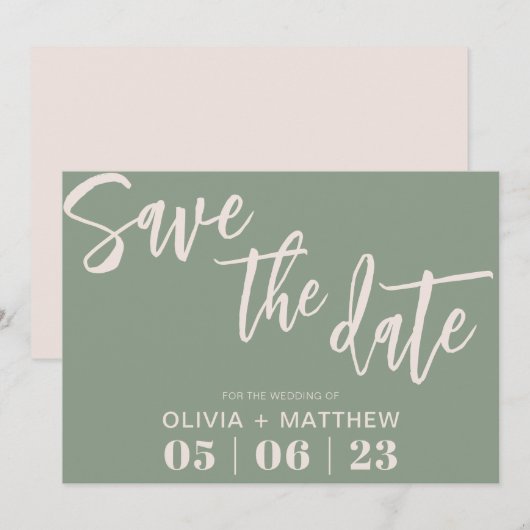 Boho Green Save the Date (Voorkant / Achterkant)