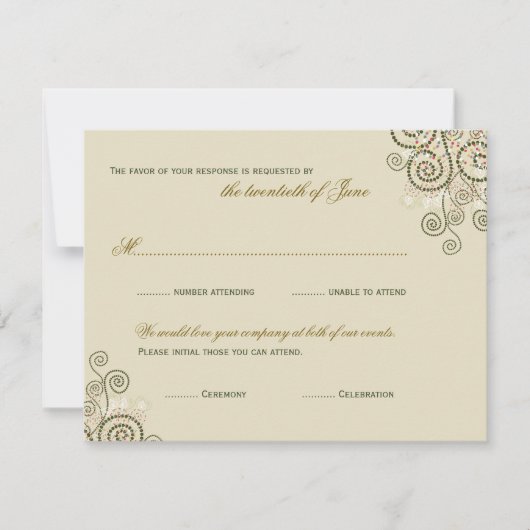 Boho Green Spirals Bar / Carte RSVP Bat mitzvah (Devant)