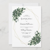 Boho Green Waterverf Eucalyptus Geometric Wedding Kaart (Voorkant)