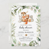Boho Green Woodland Baby shower Invitation (Devant / Derrière)