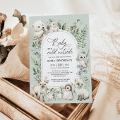 Boho Greenery Arctic Animals Winter Baby shower Kaart