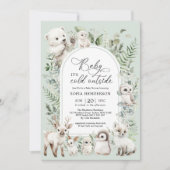 Boho Greenery Arctic Animals Winter Baby shower Kaart (Voorkant)