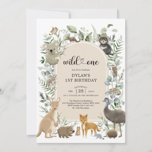 Boho Greenery Australian Animals Wild Op een dag Kaart (Voorkant)