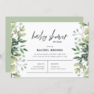 Boho Greenery Baby shower per post Kaart