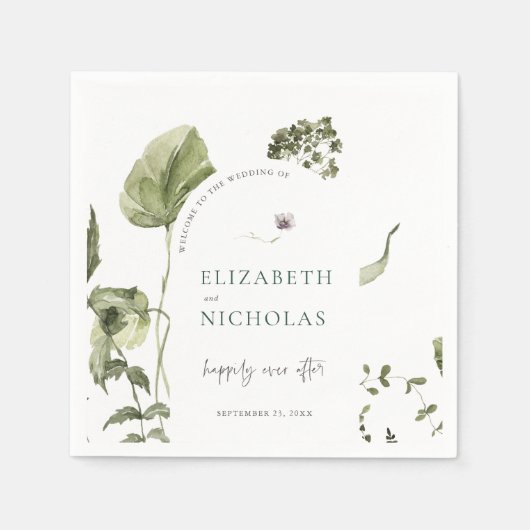 Boho Greenery Botanical Wedding Napkins Servet (Voorkant)