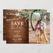 Boho Greenery Calligraphy Photo Save the Date (Voorkant / Achterkant)