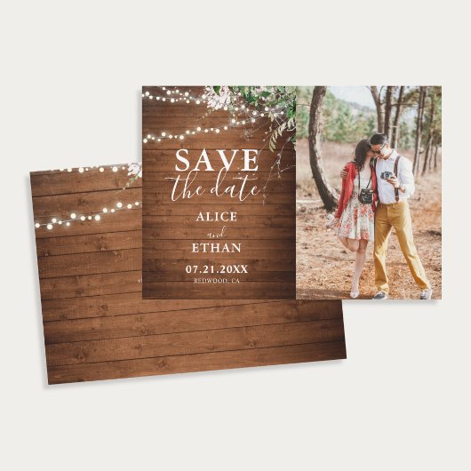 Boho Greenery Calligraphy Photo Save the Date