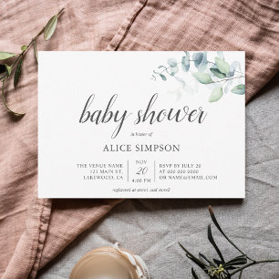 Boho Greenery Eucalyptus Baby shower Invitation Kaart