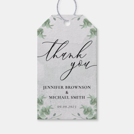 Boho Greenery Eucalyptus Botanical Love Bedankt Cadeaulabel (Voorkant)