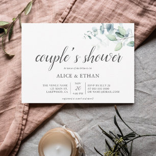 Boho Greenery Eucalyptus Couples Shower Invitation Kaart