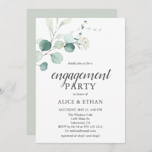 Boho Greenery Eucalyptus Engagement Party Kaart