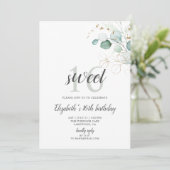 Boho Greenery Eucalyptus Sweet 16 Kaart (Staand voorkant)