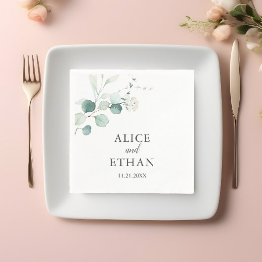 Boho Greenery Eucalyptus Wedding Servet