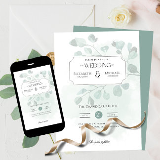 Boho Greenery Faire-part de mariage numérique ou d
