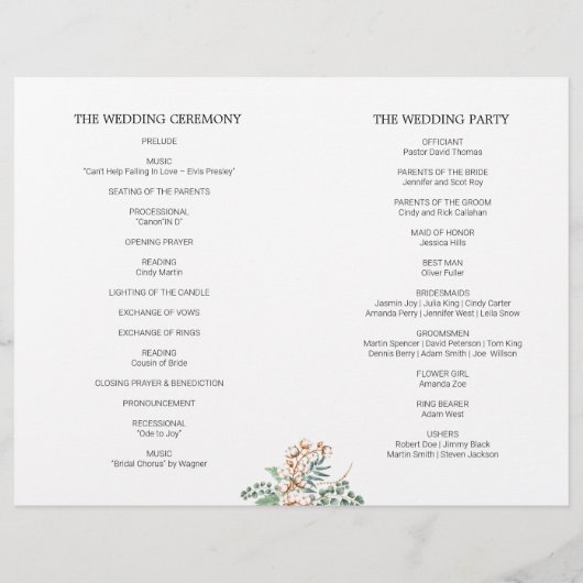 Boho Greenery Feuille Photo Mariage Programme plié (Dos)