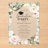 Boho Greenery Floral Lijst Afstudeerfeest Acryl Uitnodigingen (Voorkant)