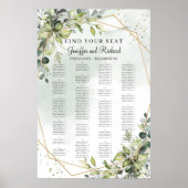 Boho Greenery Foliage Eucalyptus Gold Seating Poster (Voorkant)