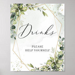 Boho greenery foliage Gold geometrische drinken te Poster