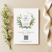 Boho Greenery Foliage QR Code Huwelijk Save The Date