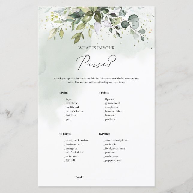 Boho greenery foliage Wat is er in je paardenspel (Voorkant)