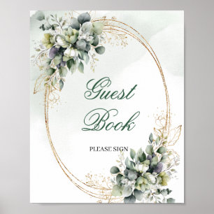 Boho Greenery Gastboek Tafel Signaal Goud 8x10 Poster