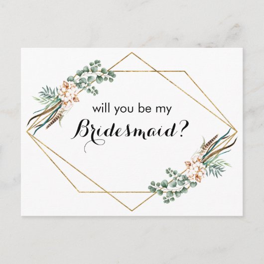 Boho Greenery Glitter Bridesmaid proposal Kaart (Voorkant)